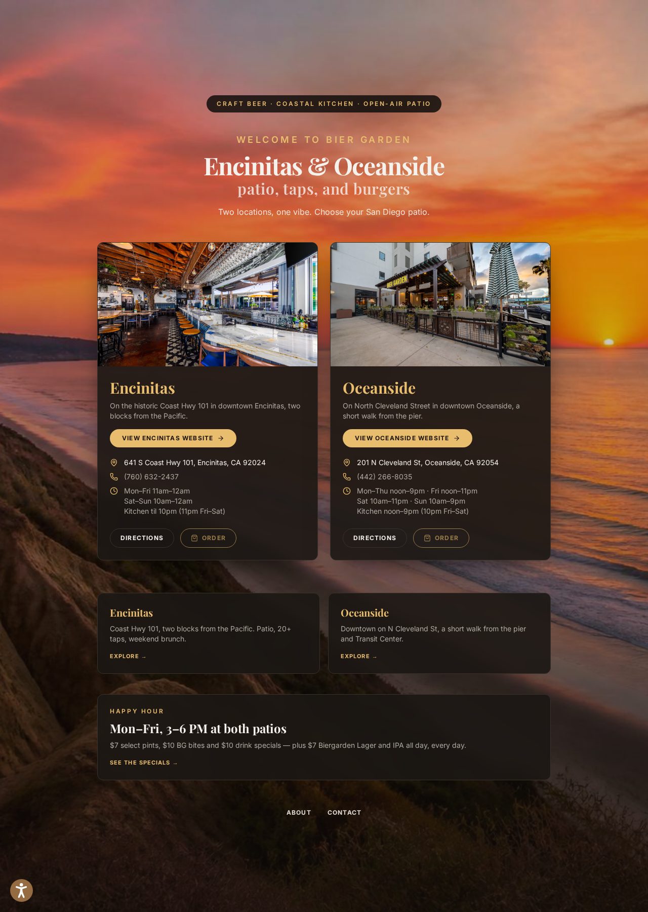 Bier Garden San Diego website